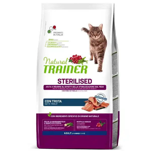 Trainer - Natural Adult Sterilised con Trota Shop on line Gatti Giulius Pet Shop Di Tendenza