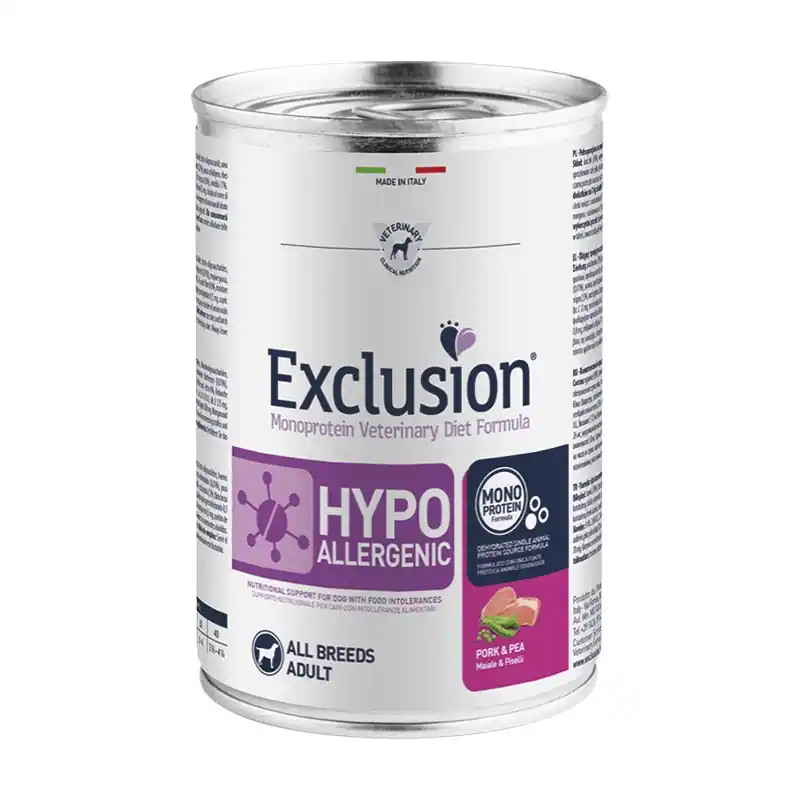 Di Tendenza Exclusion Diet Hypoallergenic Maiale e Piselli All Breeds Adult Umido per Cani Robinson Pet Shop