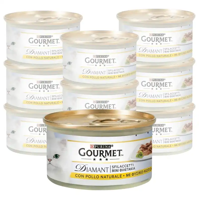 Vendita Finale Gourmet Diamant Cat Adult Sfilaccetti con Pollo Naturale 85 gr L‘Isola dei Tesori