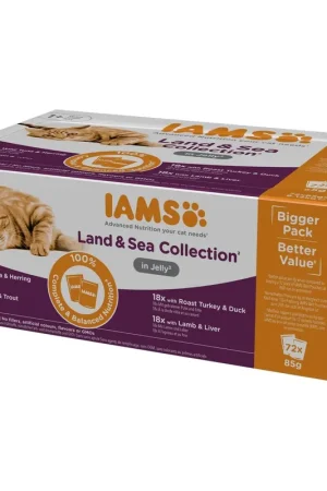 Iams Cat Busta Multipack 72x85G Jelly Land & Sea Collection Nuova Collezione