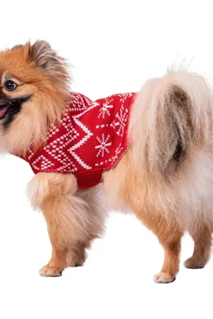 Promozione Esclusiva Lovedì Maglioncino Natalizio Rosso per Cani e Gatti