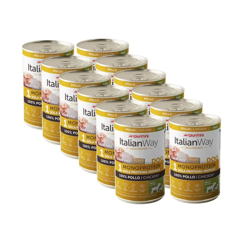 Kit Risparmio 12x400G Italian Way Cane Monoprotein Grain Free Lattina Miglior Prezzo