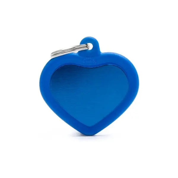 My family - Medaglietta Hushtag Cuore Alluminio Blu con Gomma Blu Shop on line Cani Giulius Pet Shop Affare