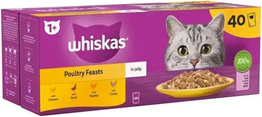 Whiskas Cibo Umido con Varietà di Pollame in Gelatina per Gatti Adulti Offerta Del Giorno